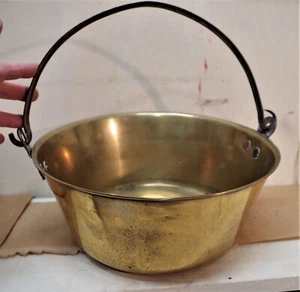 Vintage Brass Fireplace Kindling Bucket Copper Rivets & Steel Bail - Picture 1 of 6