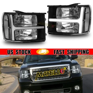 Pair For 2007-2013 2014 GMC Sierra 1500 2500HD 3500HD LED Headlights Turn Signal - Picture 1 of 8
