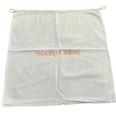 See by Chloe 集尘袋 20.5 英寸 X 20 英寸白色存储保护套钱包抽绳 — 第 1/4 张图片