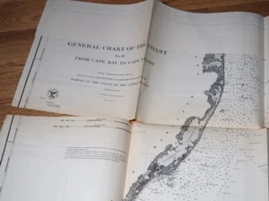Vintage "General Chart of the Coast No 4 From Cape May to Cape Henry" - Picture 1 of 1