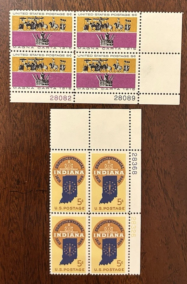 U.S: 1965- 1966. 2  Plate blocks of 4 MNH, SC# 1285 & 1308 #05021 - Image 1 of 1