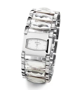 Orologio Moda Donna Link Tono Argento Cinturino Cristalli Nuovo-d4058sil - Foto 1 di 2