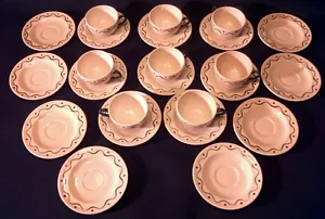 Large Cup & Saucer LOT California Hand Painted Poppytrail byMetlox Green Rooster - Picture 1 of 9
