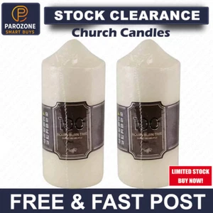 Unscented Large Round White Classic Church Pillar Table Candles Long Burn Time - Picture 1 of 7
