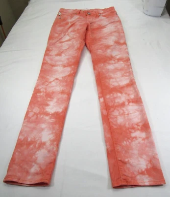 Rock And Republic Berlin Skinny Pants Tie Dye Coral White 2M [ 32W 29L ] Stretch - Image 1 of 4