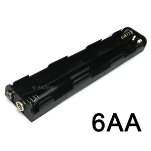 NEW Battery Holder for 6 x AA Cell (9 Volt) Long Case with 9V Snap Terminal - Picture 1 of 4