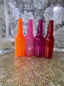 Colored Glass Beer Bottles, Bottle Tree, 4 Tinted Glass Bottles, Craft Bottle - Picture 1 of 4