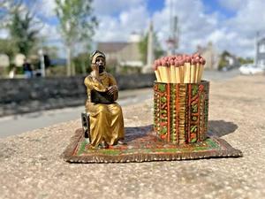 ANTIGUA ALFOMBRA ÁRABE AUSTRIA BRONCE PINTADO EN FRÍO SOPORTE PARA FÓSFOROS DESPUÉS DE FRANZ BERGMAN - Imagen 1 de 21