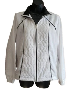Kim Rogers White Lightweight Long Sleeve Jacket with Black Piping Pockets Small - Bild 1 von 14