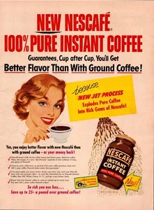 Anuncio impreso Nescafe Coffee 1954 página completa revista grande 10,5"x13,5" - Imagen 1 de 1