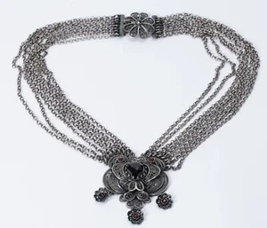 Collier Tracht Kropfkette Silber Granat Salzburg Lungau Neufeld 1930 1950 RAR - Bild 1 von 6