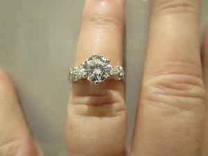 14K W/G DIAMOND ENGAGEMENT SOLITAIRE RING W/ACCENTS; 1.76 TCW - Picture 1 of 10