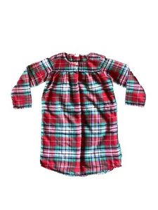 Lands End Nightgown Youth Girl Size 10 Red White Black Green Plaid GUC Pajama - Picture 1 of 8