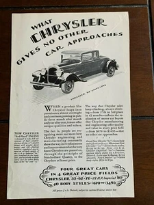 May 1928 Vintage print ad Car Chrysler "62" Automobile Advertisement - Picture 1 of 3