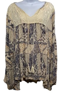 Babydoll Angie Top Mujer 2X Manga Larga Boho Borlas Cuello en V - Imagen 1 de 8