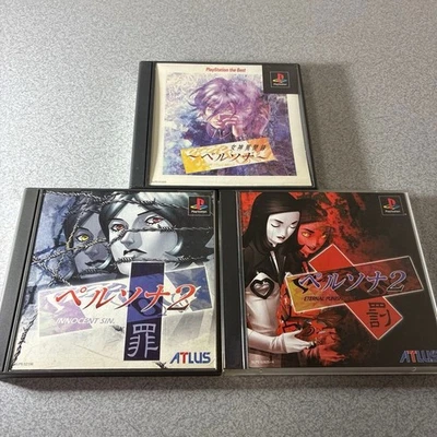 Lot 3 Persona 1 2 Sin Punishment Playstation PS Used Game Very Good NTSC-J Japan - Image 1 of 4