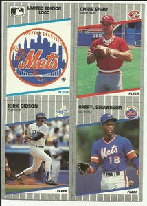1989 Fleer Baseball Uncut Box Bottom 4 Card Sheet - Strawberry - Gibson - Picture 1 of 1