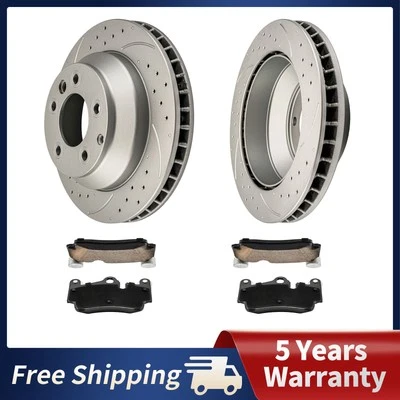 Rotores de disco perforados de freno trasero pastillas de cerámica para Porsche Cayenne 2003-2006 08-10 Foto 1 de 4