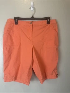 Chicos orangefarbene Shorts Größe 1,5 Damen Knopfleiste Manschetten Stretchbund - Bild 1 von 12