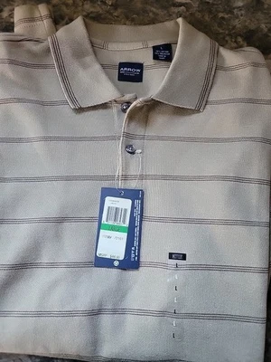 Arrow 1851 Men's Long Sleeve 2-Button Collar Polo/Golf Casual Shirt Large NWT  - Image 1 of 4