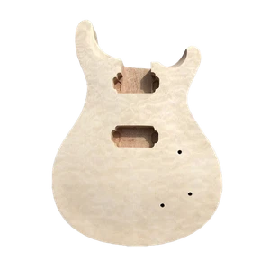 Cuerpo de guitarra eléctrica con base de caoba acolchado tapa de arce pastillas HH hágalo usted mismo sin terminar - Imagen 1 de 6