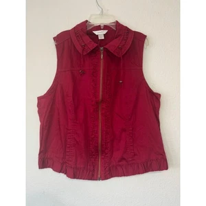 Chaleco para mujer CJ Banks rojo sin mangas con volantes y cremallera frontal talla 14 ropa de San Valentín - Imagen 1 de 6