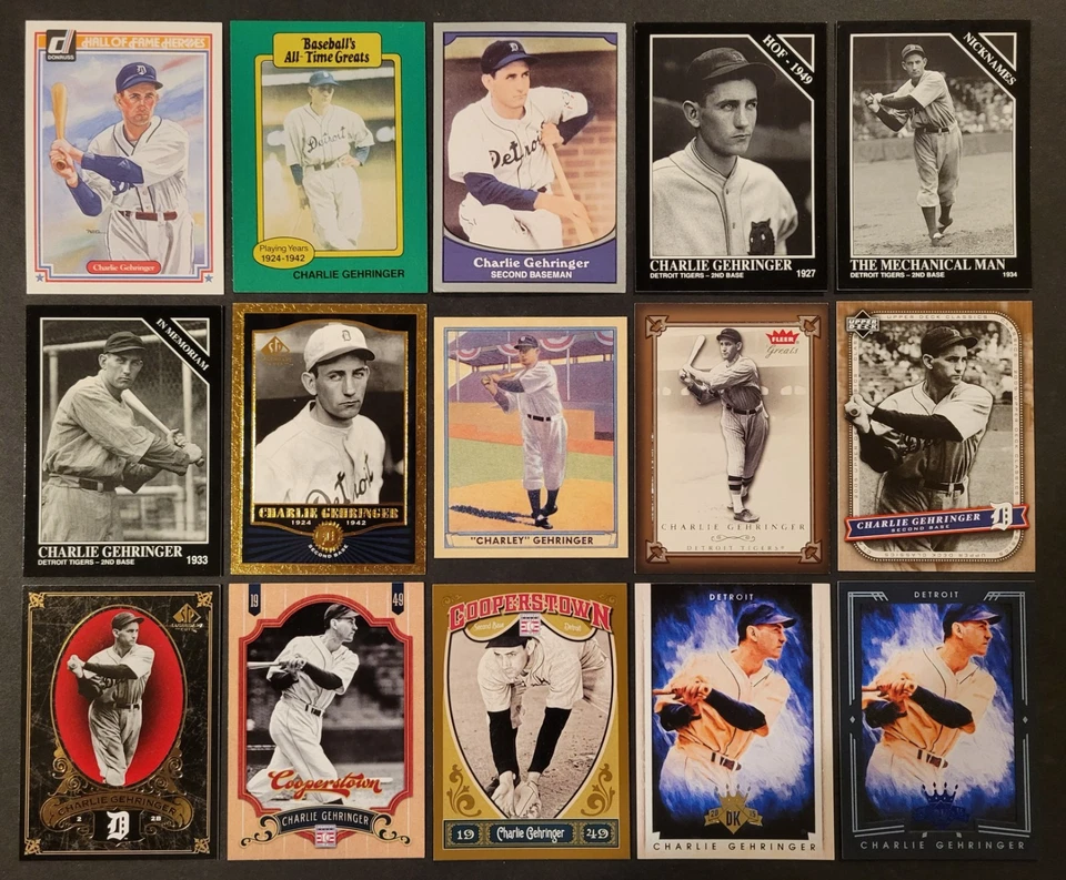 Lot of 15 Different CHARLIE GEHRINGER Baseball Cards HOF 1983-2015 BB7160 - Image 1 of 1