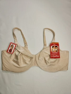 Lilyette 0455 Minimizer Dream Bra Underwire Beige Floral Comfort 42DD NEW B356 - Image 1 of 4