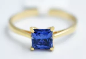 ANILLO SOLITARIO TANZANITA CREADO POR LABORATORIO AAA 0,62 quilates oro amarillo 10k - Nuevo con etiqueta - Imagen 1 de 5