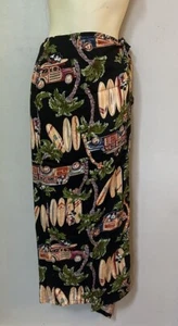 EXC DISNEY CATALOG Mickey Mouse Surfboards Palm Tree Beach Buggy Sarong Skirt S - Picture 1 of 4