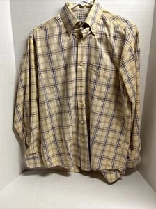 Alex Cannon Men's Medium Button Down Shirt Long Sleeve Plaid Brown - Picture 1 of 4
