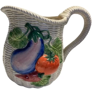 Fitz Floyd 9" 3,5 Qt. Kitchen Harvest geprägter gewebter Gemüsekrug - Bild 1 von 7