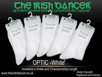 THE IRISH DANCER 5 Pairs of White Ultra Low Ankle Length Poodle Socks - OPTIC White - Bulk Buy