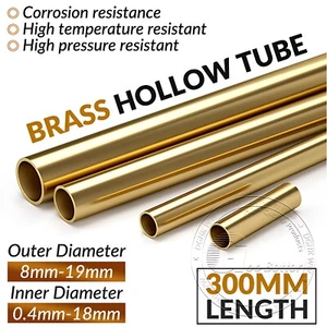 Brass Hollow Tube 0.8mm 0.9mm 1mm 2mm 3mm 4mm 5mm 6mm 7mm-19mm O.D Length 300mm - Picture 1 of 16
