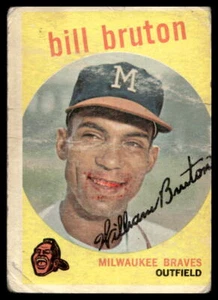 1959 Topps #165 Bill Bruton Milwaukee Braves Low Grade Filler - Picture 1 of 2