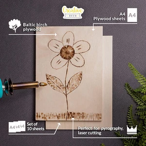 10 X A4 Birch Plywood Sheets | 300X210X3Mm Baltic Wood Ply | Perfect Laserable - Picture 1 of 12