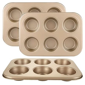 3 Pack Muffin Pan 6 Cups Nonstick Cupcake Pan for Baking Carbon Steel Muffin ... - Picture 1 of 8