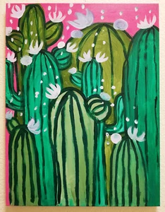 ARIZONA CACTUS PAINTING ~ SOUTHWESTERN POP ART ~ SIGNED ~ EXCELLENT CONDITION - Picture 1 of 5