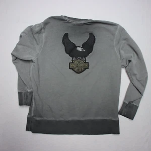 Harley Davidson Sweatshirt Men's 2XL Black Geay Egale HD Bar Sheld Embroidered - Picture 1 of 7