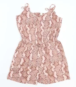 H&M Womens Beige AnimalViscose Blend Jumpsuit One-Piece Size XS L3 in - Picture 1 of 12