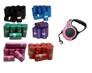 920 DOG PET WASTE POOP BAGS REFILL ROLLS with Leash - Picture 1 of 3