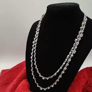 Givenchy Silver Tone & Crystal Rhinestone Double Strand Necklace - Picture 1 of 6