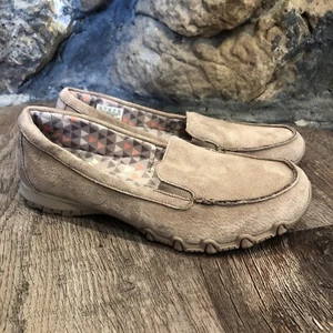 Women's Skechers Tan Leather Slip On Shoes Size 10 Flats Comfort Air Cooled Foam - Bild 1 von 9