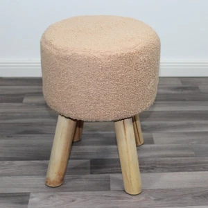 Sitzhocker mit Felloptik Beige Hocker Plüsch Fellhocker Teddyfell Fußhocker - Bild 1 von 12