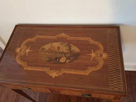 VERY UNIQUE Rare Antique Inlaid Regency Game Table Cover