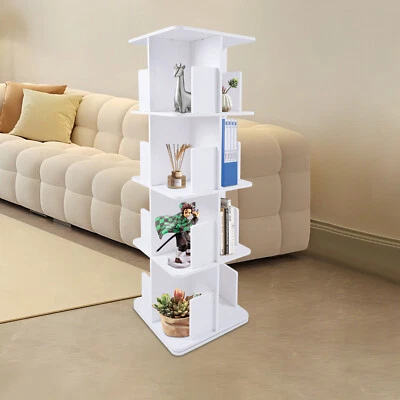 4 Tier 360° Rotating Stackable Shelves Bookshelf Organizer Floor Standing Rack - Image 1 of 4