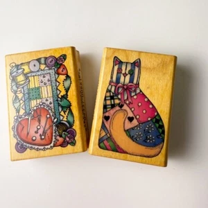 Quilted Cat #871~Notions Frame #881~Sewing~Crafts~2 Rubber Stamps~Comotion - Picture 1 of 8