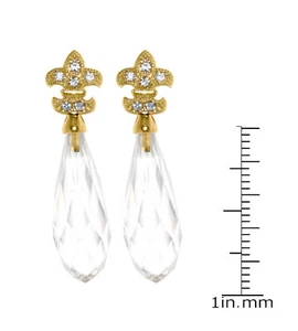 Swarovski Faye White Teardrop Drop Dangling Earrings Sterling silver Yellow Gold - Picture 1 of 3