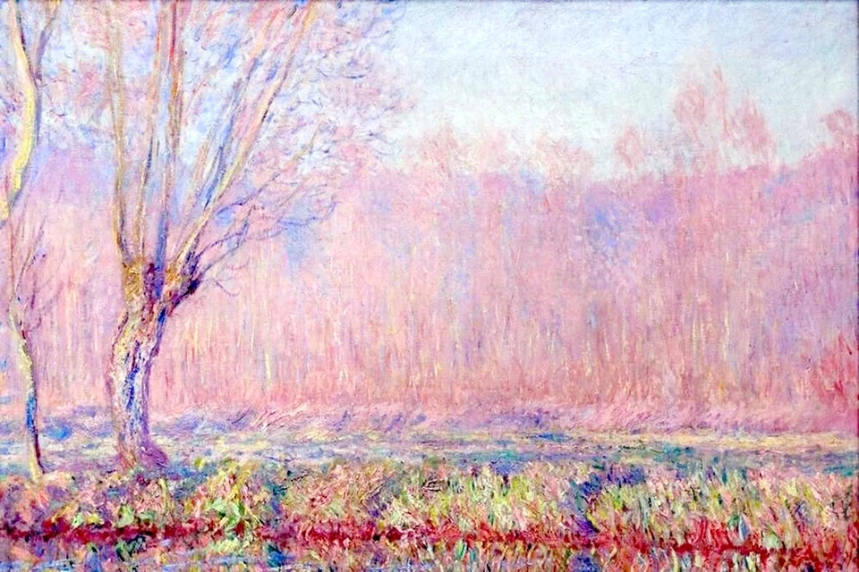 Claude Monet Pink Willows CANVAS ART PRINT poster 24"X18" - Image 1 of 1