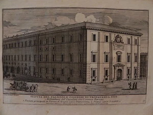M Collegio Propaganda Fide acquaforte Specchi 1700 Bernini missioni architettura - Picture 1 of 1